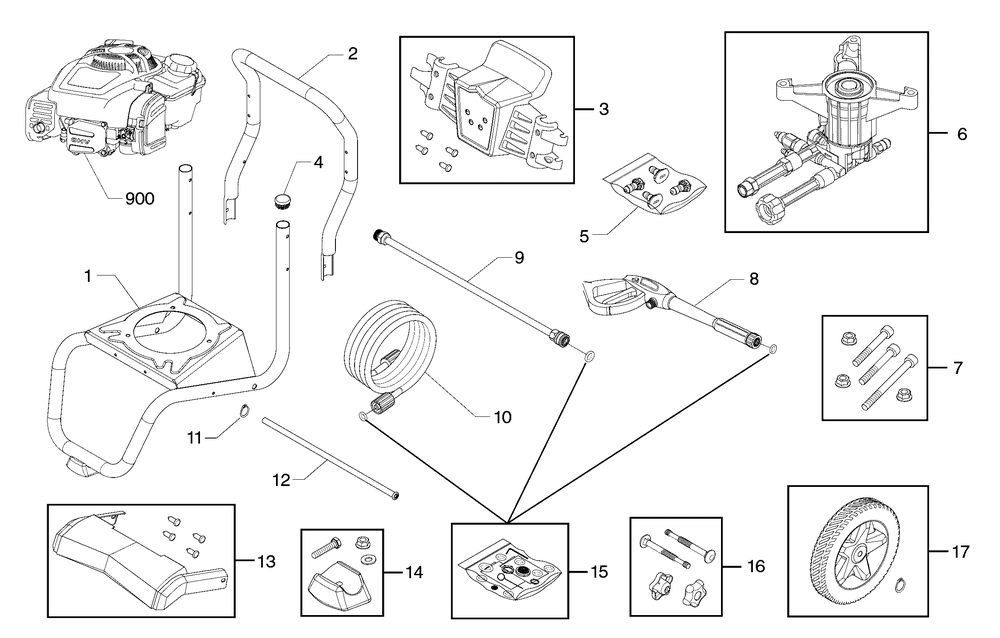 Main Unit (80022538) Diagram and Parts List for 020688-02  Briggs and Stratton Pressure Washer